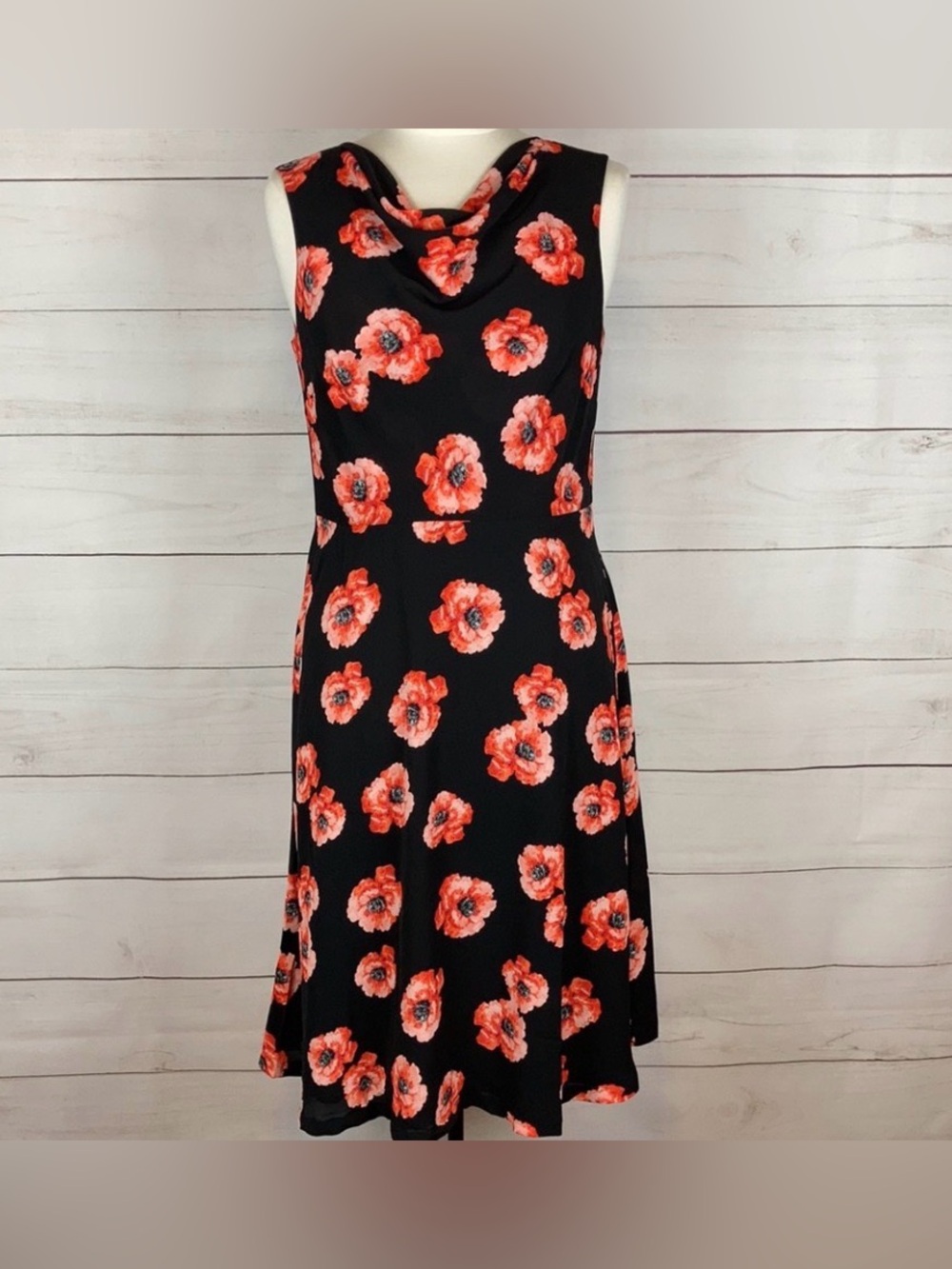 Talbots Floral Sleeveless
Cowl Dress Black 12 LIKE NEW